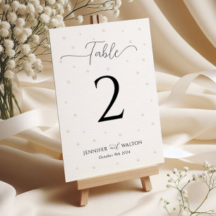 Tarjeta De Mesa Número de tabla de perlas blancas Boda