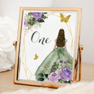 Tarjeta De Mesa Número de tabla de quinceañera verde sage