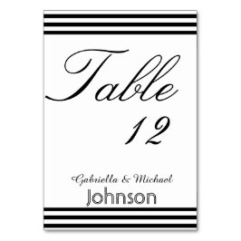 Tarjeta De Mesa Número de tabla de rayas blancas y negras