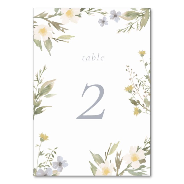Tarjeta De Mesa Número de tabla de romántico de flores silvestres (Anverso)