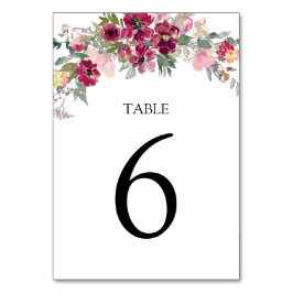 Tarjeta De Mesa Número de tabla de rosas Borgoñosos y Luces