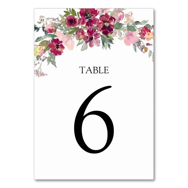 Tarjeta De Mesa Número de tabla de rosas Borgoñosos y Luces (Anverso)