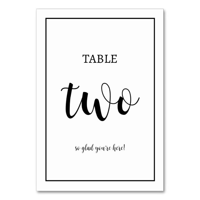 Tarjeta De Mesa Número de tabla de script con mensaje personalizad (Anverso)