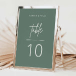 Tarjeta De Mesa Número de tabla de script simple Rótulo de recepci<br><div class="desc">El boda del número de la tabla de signos incluye una sencilla escritura con colores modernos, perfecta para ayudar a sus huéspedes a encontrar su mesa en la recepción de su boda o en el evento. Este artículo forma parte de nuestra colección de bodas de Hunter H100, por favor, compre...</div>
