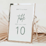 Tarjeta De Mesa Número de tabla de script simple Rótulo de recepci<br><div class="desc">El boda del número de la tabla de signos incluye una sencilla escritura con colores modernos, perfecta para ayudar a sus huéspedes a encontrar su mesa en la recepción de su boda o en el evento. Este artículo forma parte de nuestra colección de bodas de Hunter H100, por favor, compre...</div>
