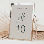 Tarjeta De Mesa Número de tabla de script simple Rótulo de recepci<br><div class="desc">El boda del número de la tabla de signos incluye una sencilla escritura con colores modernos, perfecta para ayudar a sus huéspedes a encontrar su mesa en la recepción de su boda o en el evento. Este artículo forma parte de nuestra colección de bodas de Hunter H100, por favor, compre...</div>