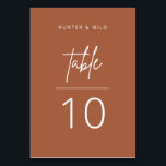 Tarjeta De Mesa Número de tabla de script simple Rótulo de recepci<br><div class="desc">El boda del número de la tabla de signos incluye una sencilla escritura con colores modernos, perfecta para ayudar a sus huéspedes a encontrar su mesa en la recepción de su boda o en el evento. Este artículo forma parte de nuestra colección de bodas de Hunter H100, por favor, compre...</div>