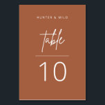 Tarjeta De Mesa Número de tabla de script simple Rótulo de recepci<br><div class="desc">El boda del número de la tabla de signos incluye una sencilla escritura con colores modernos, perfecta para ayudar a sus huéspedes a encontrar su mesa en la recepción de su boda o en el evento. Este artículo forma parte de nuestra colección de bodas de Hunter H100, por favor, compre...</div>