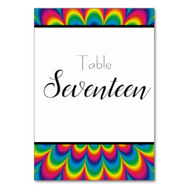 Tarjeta De Mesa Número de tabla de tinte de puntas psicodélicas