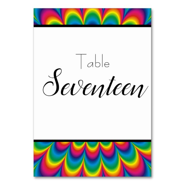 Tarjeta De Mesa Número de tabla de tinte de puntas psicodélicas (Anverso)