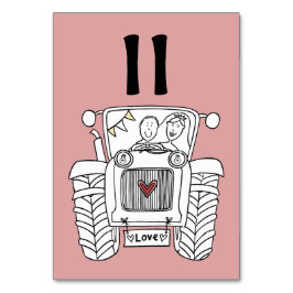 Tarjeta De Mesa Número de tabla de tractores de casamiento de país