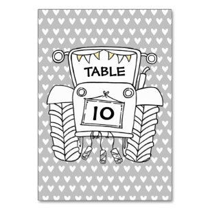 Tarjeta De Mesa Número de tabla de tractores de casamiento de país