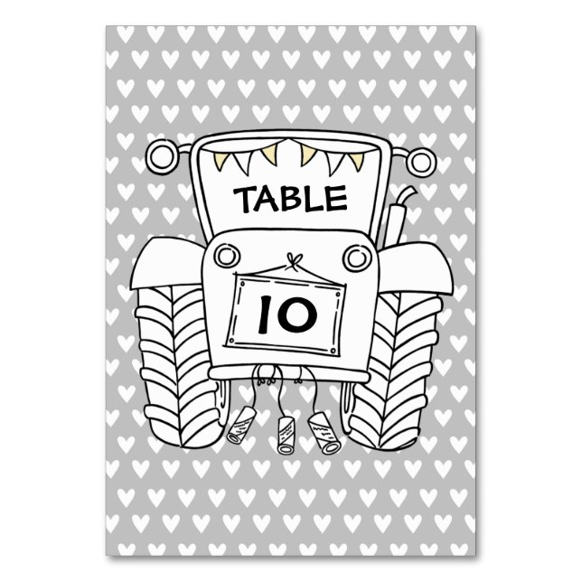 Tarjeta De Mesa Número de tabla de tractores de casamiento de país (Anverso)