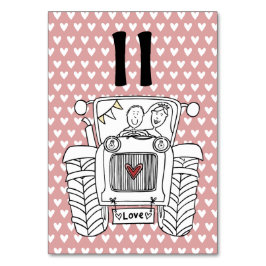 Tarjeta De Mesa Número de tabla de tractores de casamiento de país