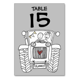 Tarjeta De Mesa Número de tabla de tractores de casamiento de país