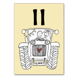 Tarjeta De Mesa Número de tabla de tractores de casamiento de país