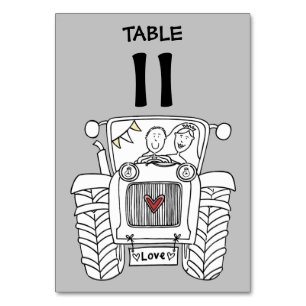 Tarjeta De Mesa Número de tabla de tractores de casamiento de país