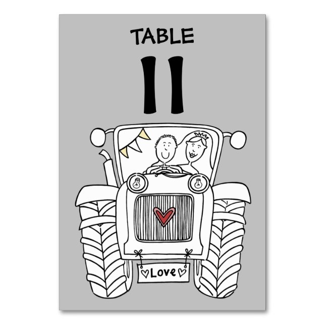 Tarjeta De Mesa Número de tabla de tractores de casamiento de país (Anverso)