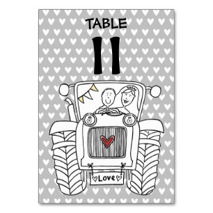 Tarjeta De Mesa Número de tabla de tractores de casamiento de país
