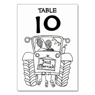 Tarjeta De Mesa Número de tabla de tractores de casamiento de país