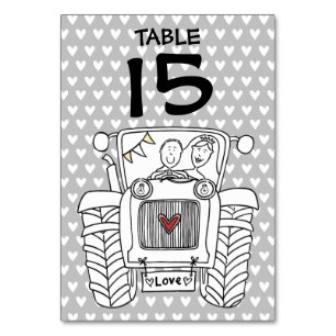 Tarjeta De Mesa Número de tabla de tractores de casamiento de país