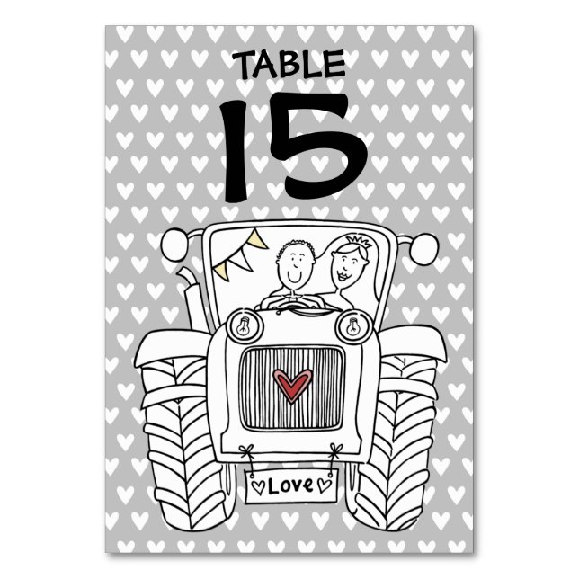 Tarjeta De Mesa Número de tabla de tractores de casamiento de país (Anverso)