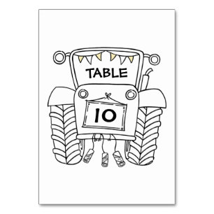 Tarjeta De Mesa Número de tabla de tractores de casamiento de país