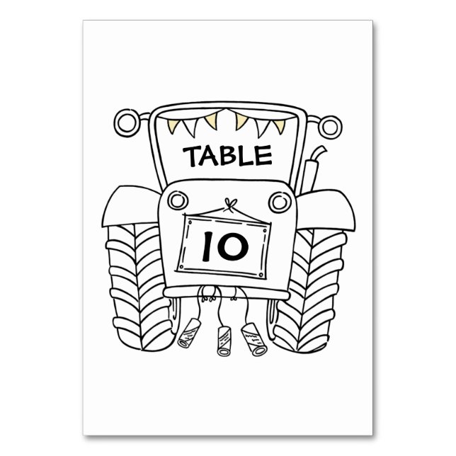 Tarjeta De Mesa Número de tabla de tractores de casamiento de país (Anverso)
