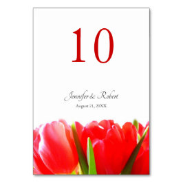 Tarjeta De Mesa Número de tabla de tulipanes rojos