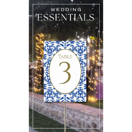 Tarjeta De Mesa Número de tabla del Boda azul italiano