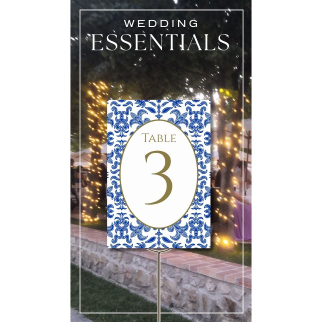 Tarjeta De Mesa Número de tabla del Boda azul italiano (Subido por el creador)