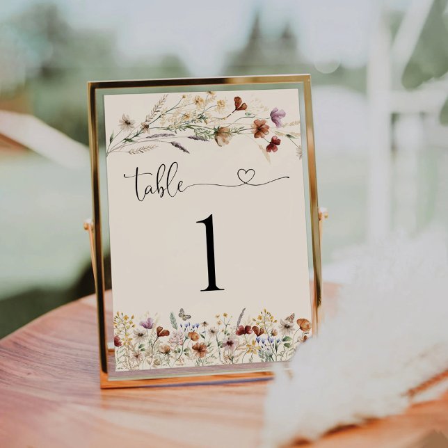 Tarjeta De Mesa Número de tabla del Boda Boho Tiny Wildflower (Subido por el creador)