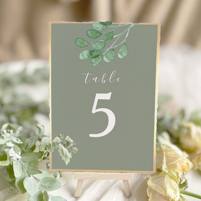 Tarjeta De Mesa Número de tabla del Boda botánico verde salado (Subido por el creador)
