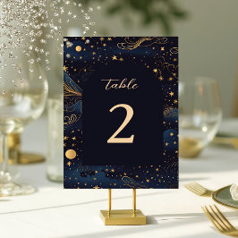 Tarjeta De Mesa Número de tabla del Boda celeste Boho