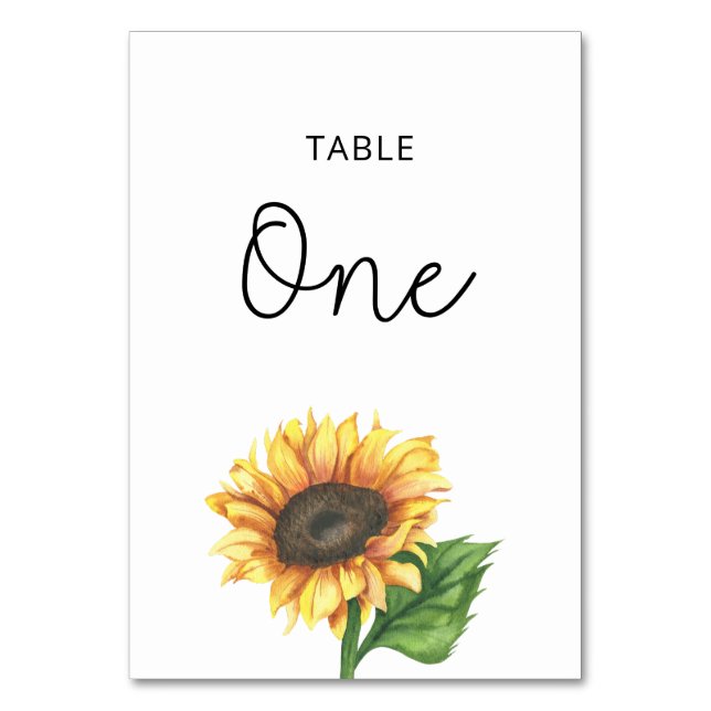 Tarjeta De Mesa Número de tabla del boda de girasol (Anverso)
