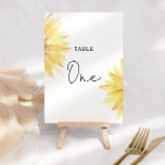 Tarjeta De Mesa Número de tabla del boda de girasol<br><div class="desc">Tabla de girasol de color de agua número uno. Elementos coincidentes disponibles.</div>