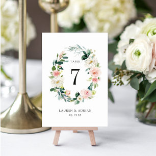 Tarjeta De Mesa Número de tabla del Boda de la guirnalda floral de