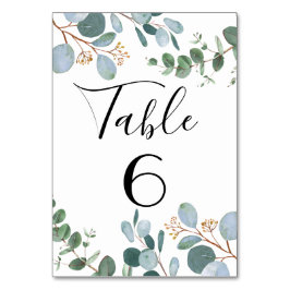 Tarjeta De Mesa Número de tabla del Boda de la vegetación botánica