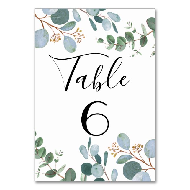 Tarjeta De Mesa Número de tabla del Boda de la vegetación botánica (Anverso)