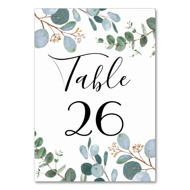 Tarjeta De Mesa Número de tabla del Boda de la vegetación botánica (Anverso)