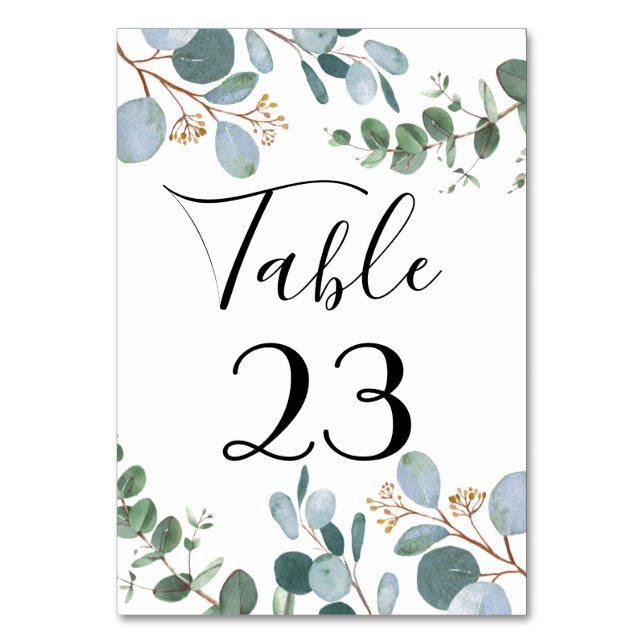 Tarjeta De Mesa Número de tabla del Boda de la vegetación botánica (Anverso)