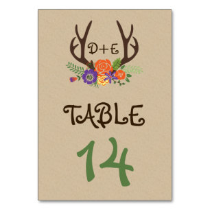 Tarjeta De Mesa Número de tabla del boda de las anguilas y las flo