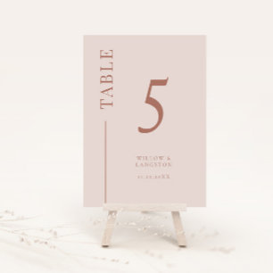 Tarjeta De Mesa Número de tabla del Boda de línea de limpieza rosa
