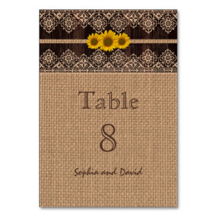 Tarjeta De Mesa Número de tabla del Boda de madera de leña de rúsc