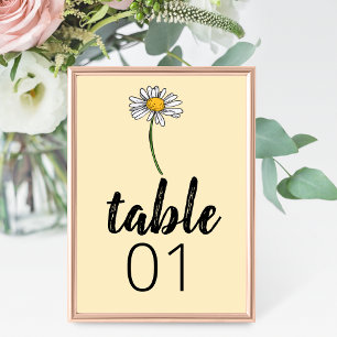 Tarjeta De Mesa Número de tabla del Boda de margarita minimalista