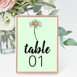 Tarjeta De Mesa Número de tabla del Boda de margarita minimalista
