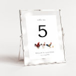Tarjeta De Mesa Número de tabla del Boda de pollo Boho<br><div class="desc">Número de tabla rústico y boda boho con ilustracion acuático de pollos.</div>