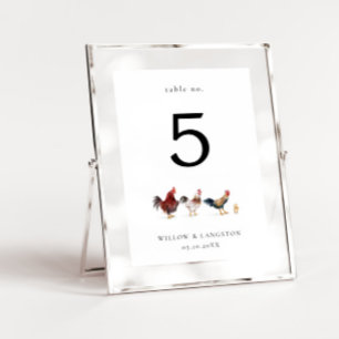 Tarjeta De Mesa Número de tabla del Boda de pollo Boho