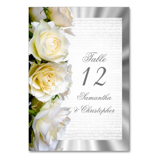 Tarjeta De Mesa Número de tabla del boda de rosa blanco (Anverso)