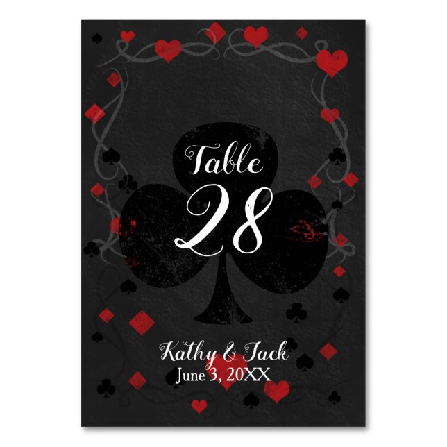 Tarjeta De Mesa Número de tabla del boda del casino elegante (Anverso)